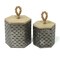 Contemporary Home Living Metal Decorative Containers - 9" - Gray and Beige - Set of 2